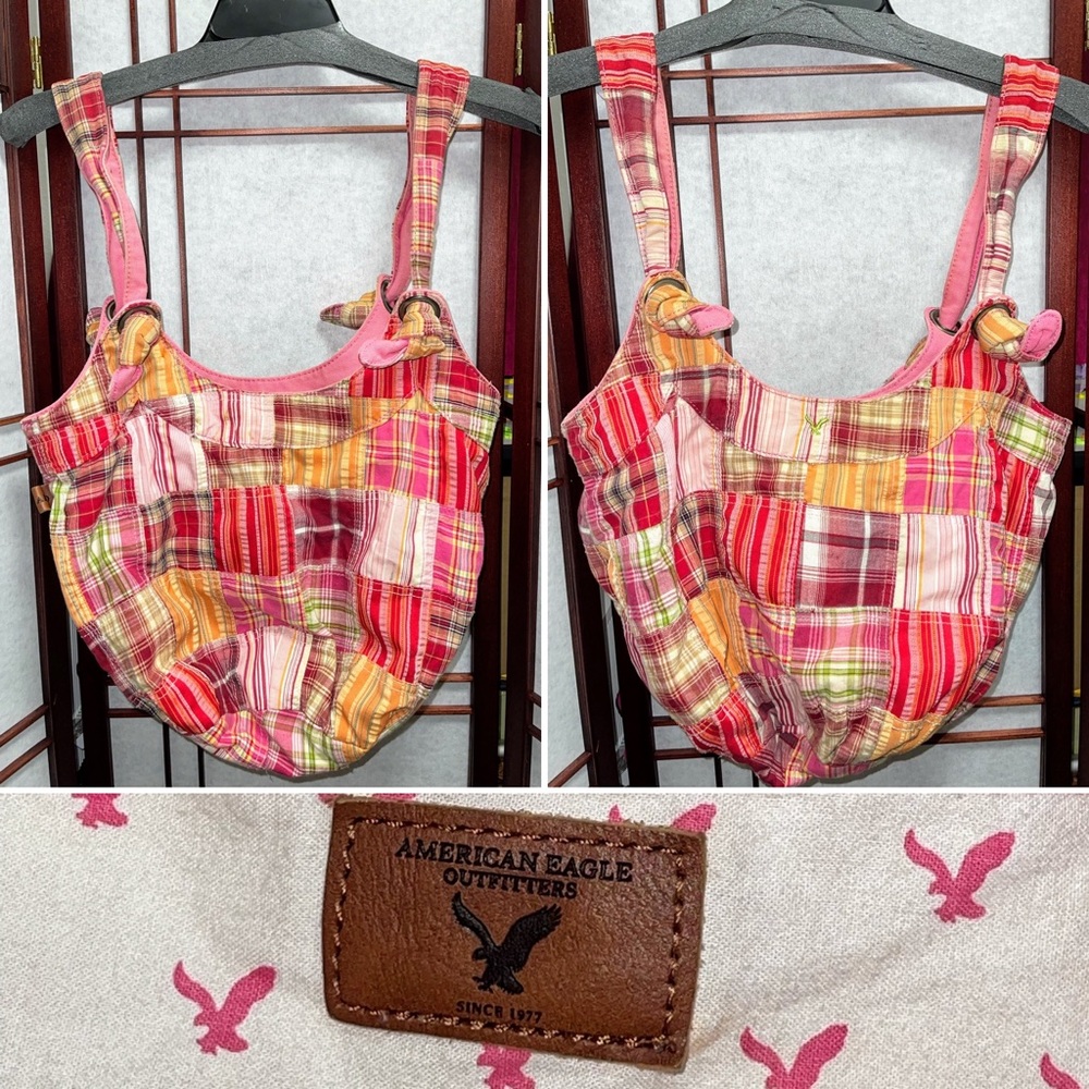 American Eagle Plaid Pink Large Bag